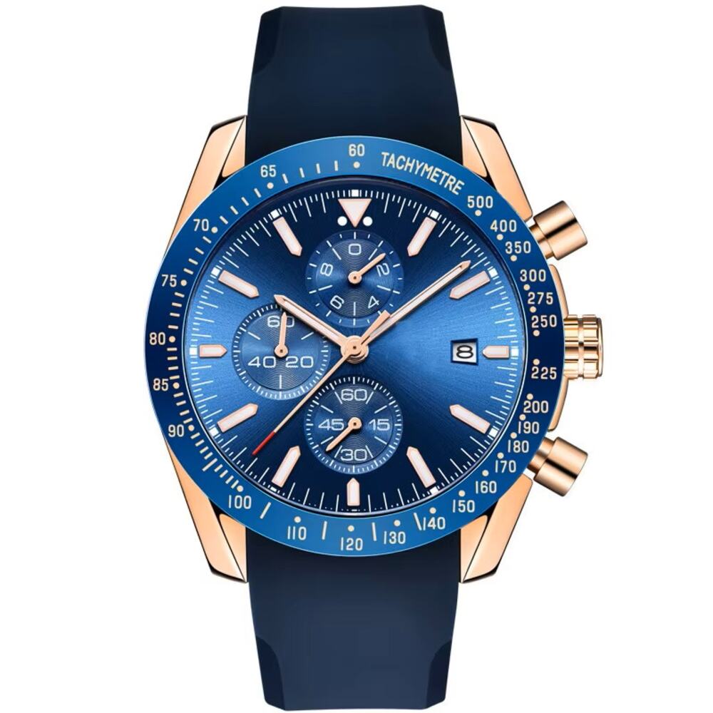 Men's Aknight 44mm Big Face Gold & Blue w/ Silicone Strap